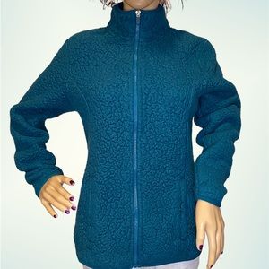 Fila Sport Faux Fur Textured Teal Jacket Size Medium VGC